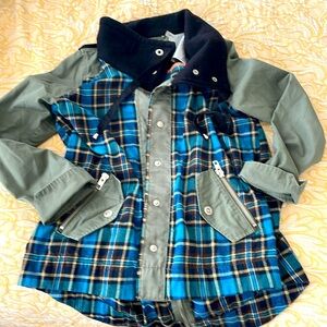 The‎ Fillmore NWOT Army Green and Teal Plaid Jacket Sz Medium Lightweight Medium